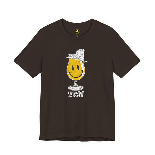 'Upstate & Swill' Beer Retro Hoppy Face Distressed Graphic Tee