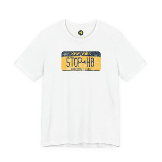 Vintage New York License Plate STOP HATE Tee