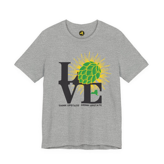 LOVE NY HOPS, Think Upstate Drink Upstate, Beer Lovers T-Shirt — Craft Beer
