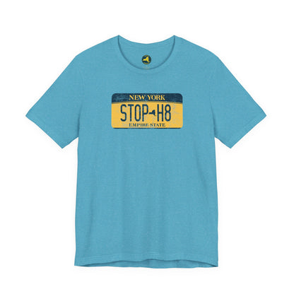 Vintage New York License Plate STOP HATE Tee
