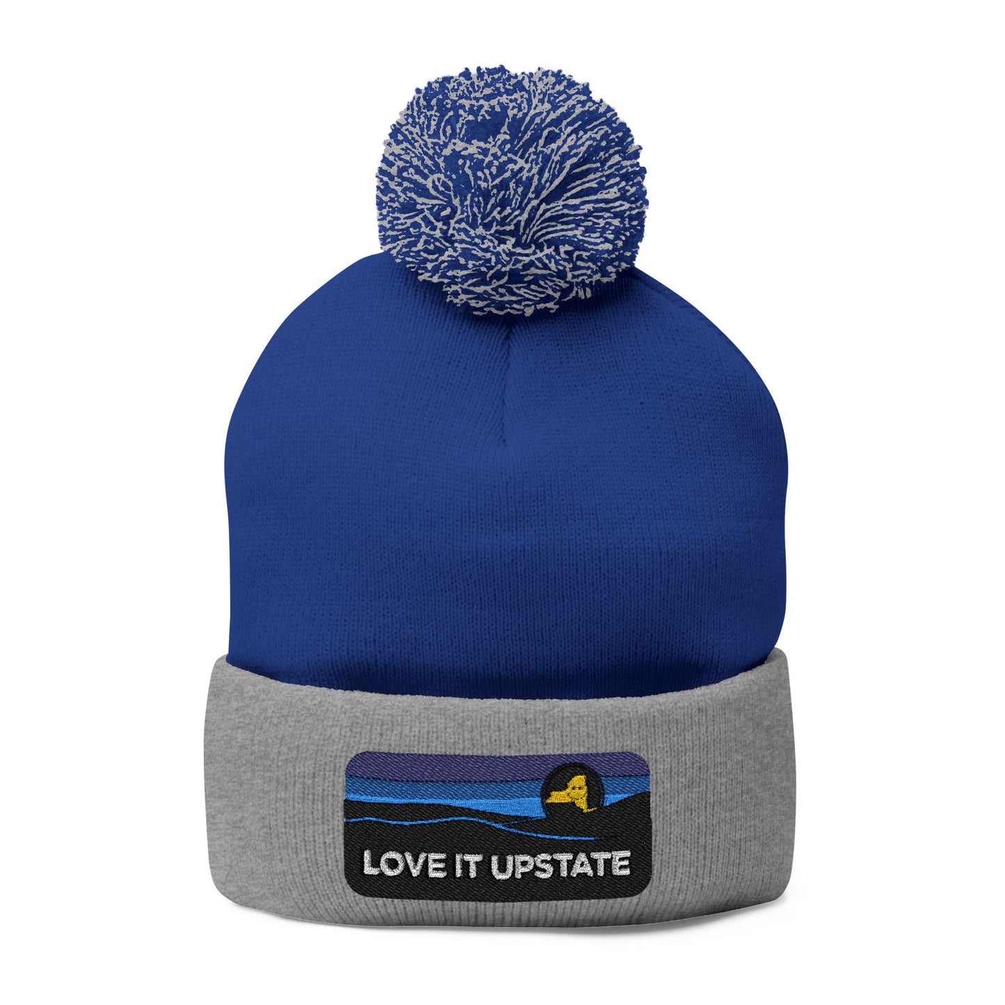 Love It Upstate Pom-Pom Knit Cap — Embroidered Winter Beanie