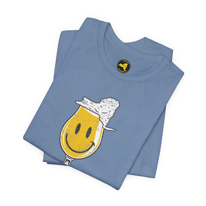'Upstate & Swill' Beer Retro Hoppy Face Distressed Graphic Tee