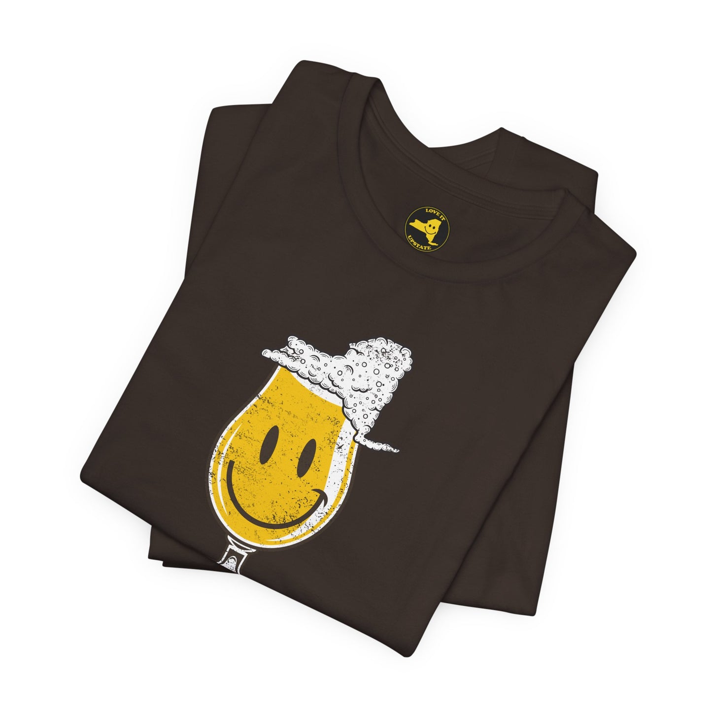 'Upstate & Swill' Beer Retro Hoppy Face Distressed Graphic Tee