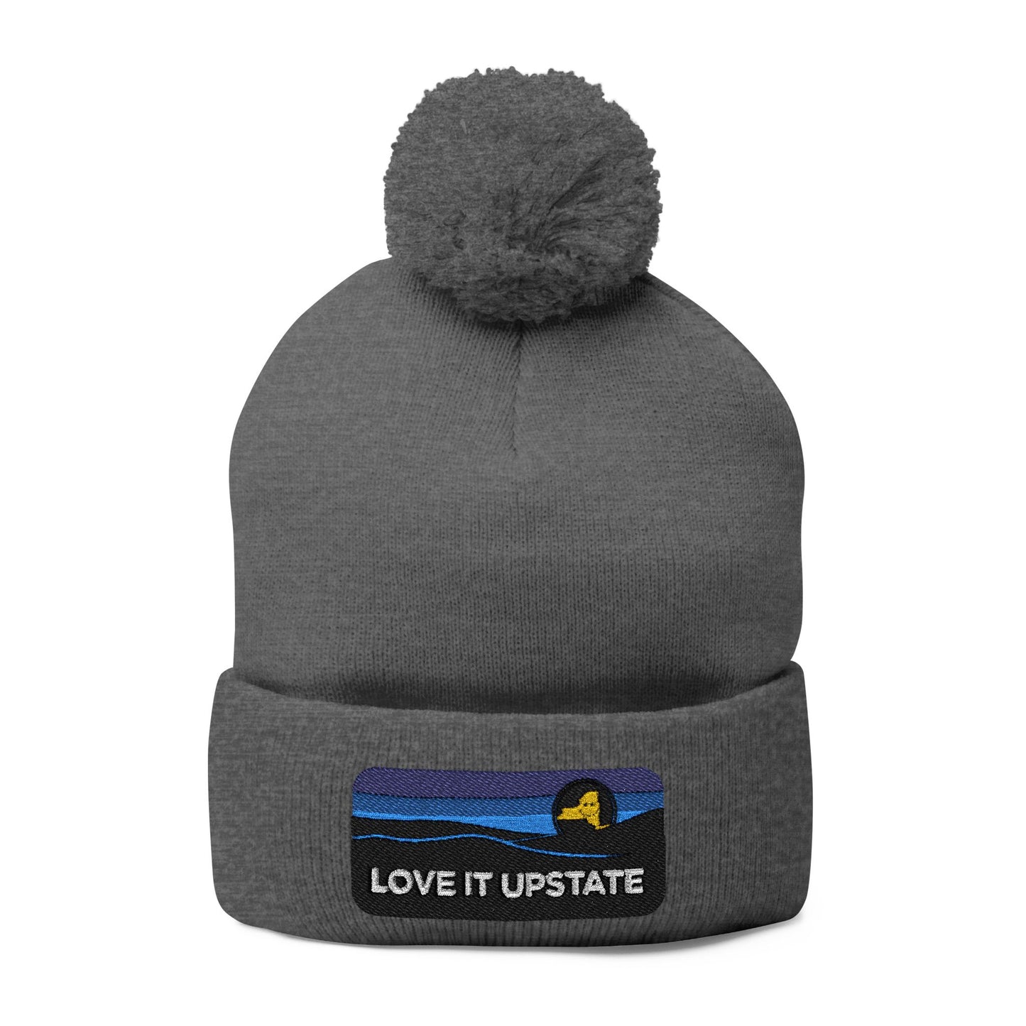 Love It Upstate Pom-Pom Knit Cap — Embroidered Winter Beanie