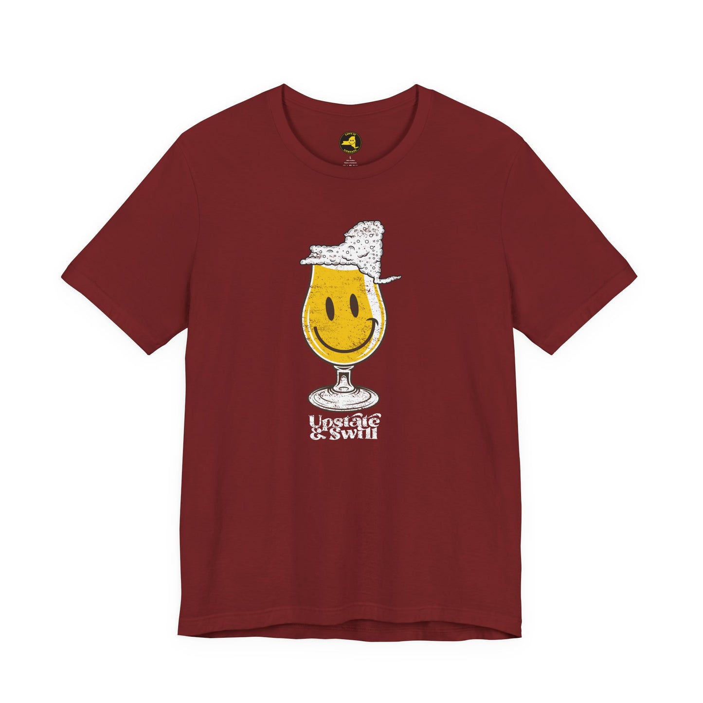 'Upstate & Swill' Beer Retro Hoppy Face Distressed Graphic Tee