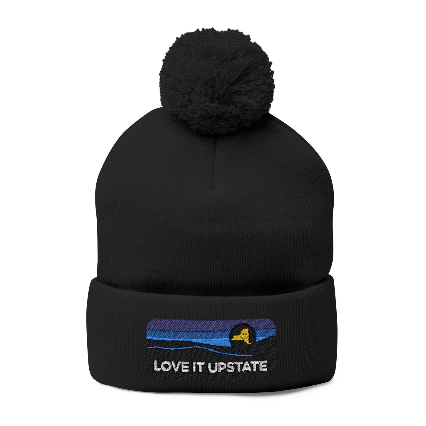 Love It Upstate Pom-Pom Knit Cap — Embroidered Winter Beanie