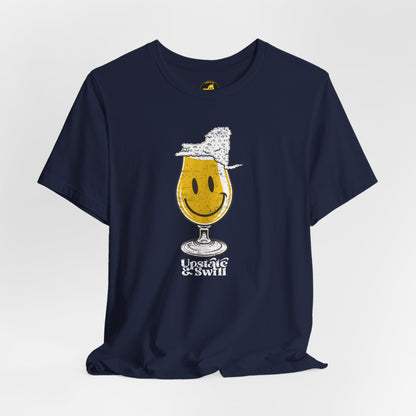 'Upstate & Swill' Beer Retro Hoppy Face Distressed Graphic Tee