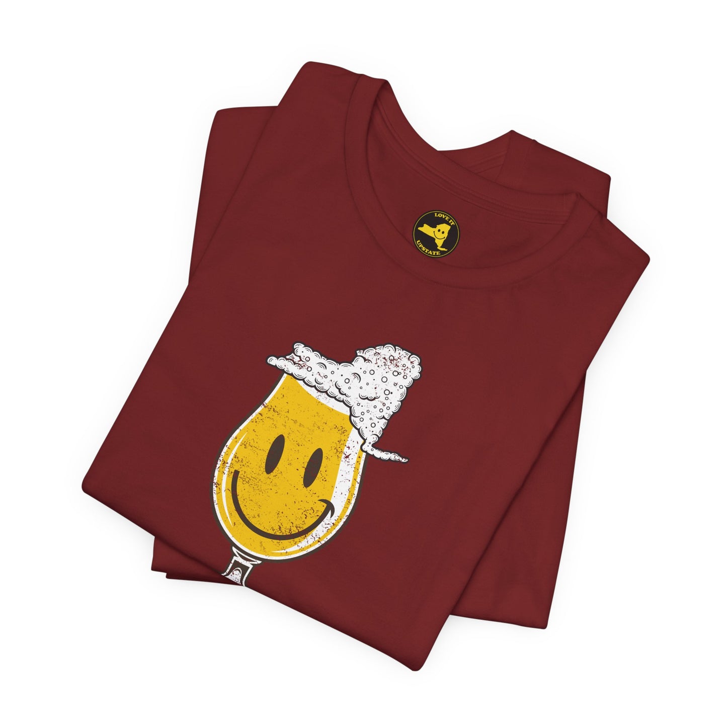 'Upstate & Swill' Beer Retro Hoppy Face Distressed Graphic Tee