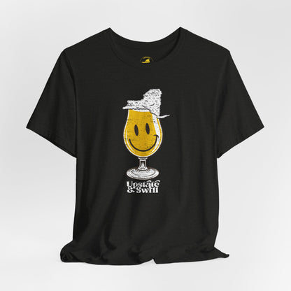 'Upstate & Swill' Beer Retro Hoppy Face Distressed Graphic Tee