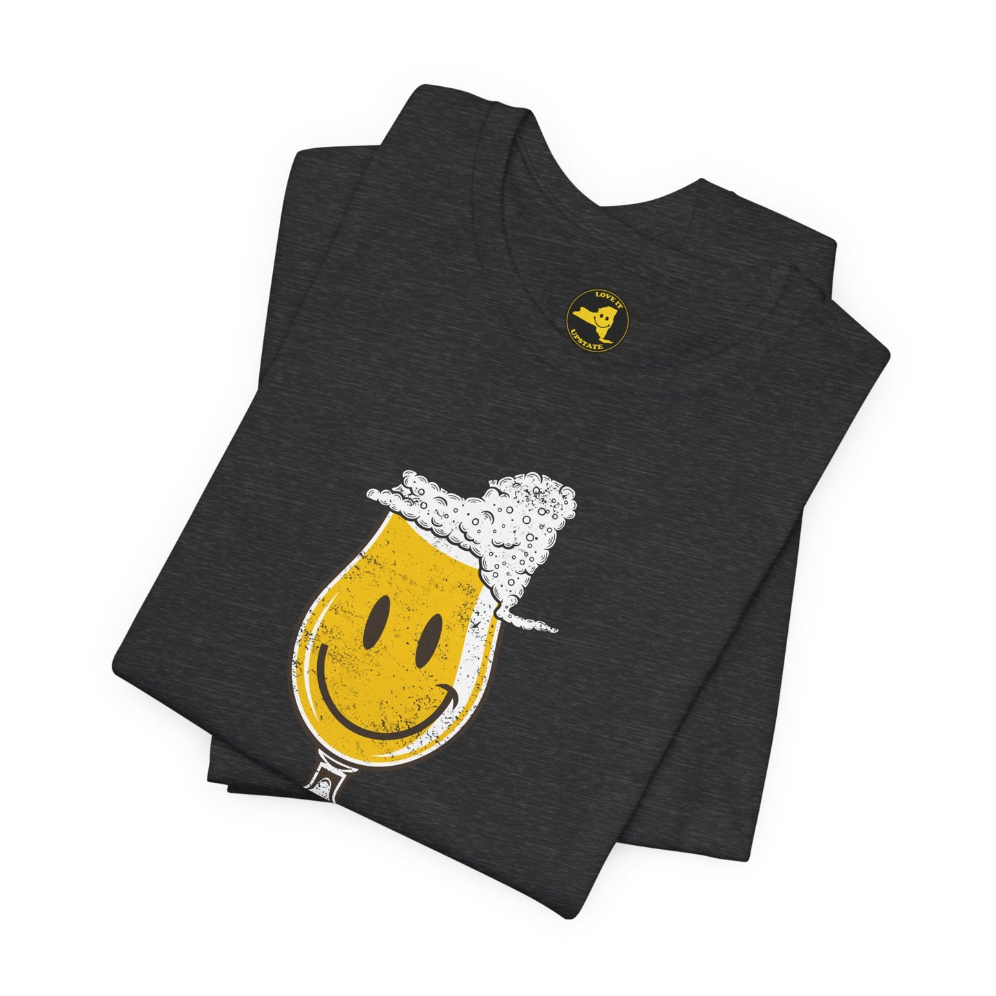 'Upstate & Swill' Beer Retro Hoppy Face Distressed Graphic Tee