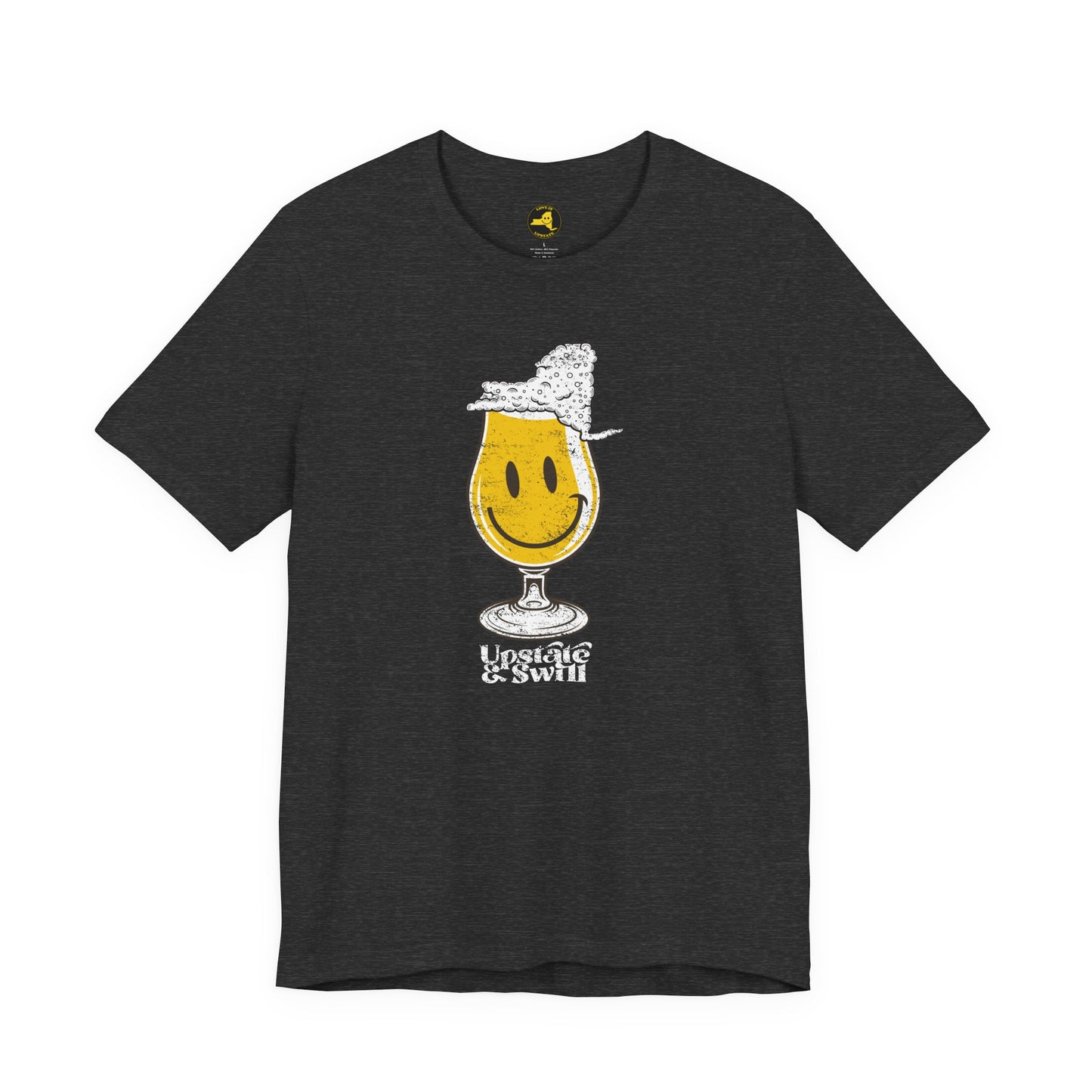 'Upstate & Swill' Beer Retro Hoppy Face Distressed Graphic Tee