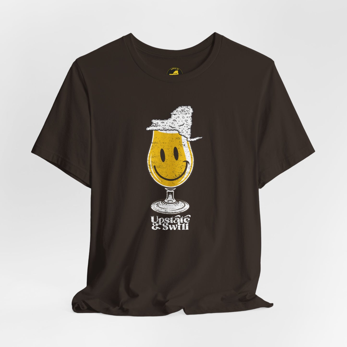 'Upstate & Swill' Beer Retro Hoppy Face Distressed Graphic Tee