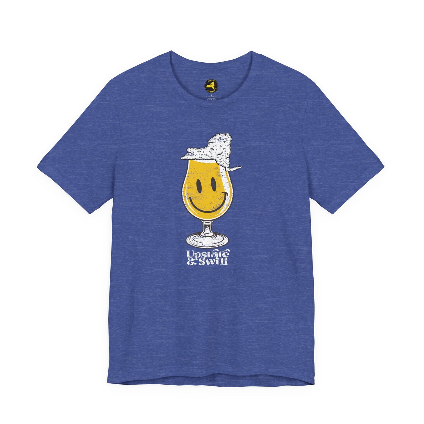 'Upstate & Swill' Beer Retro Hoppy Face Distressed Graphic Tee