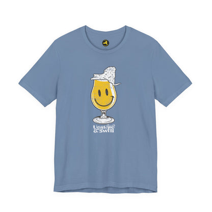 'Upstate & Swill' Beer Retro Hoppy Face Distressed Graphic Tee