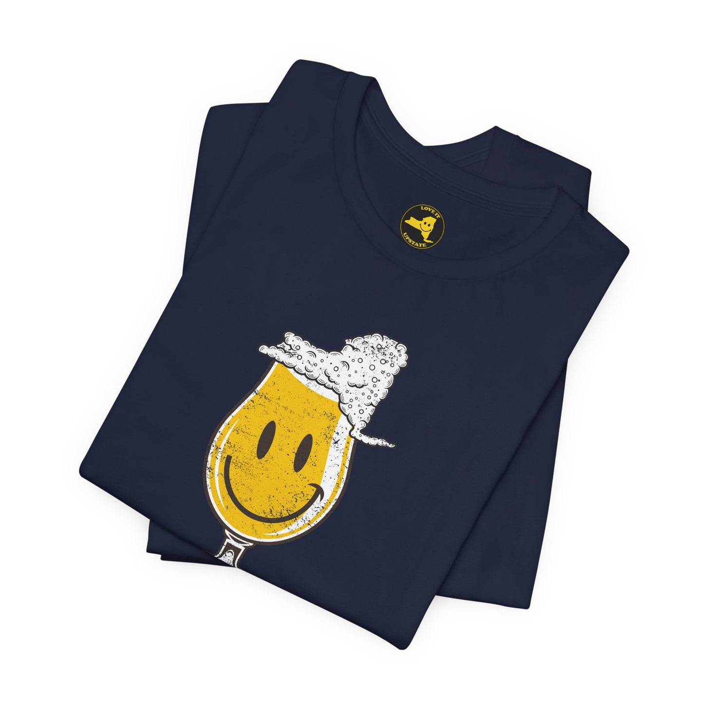 'Upstate & Swill' Beer Retro Hoppy Face Distressed Graphic Tee