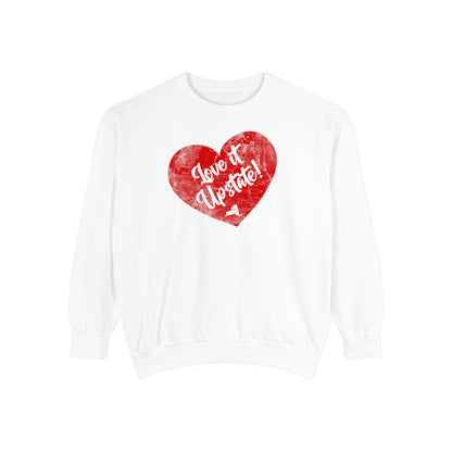 Love It Upstate Distressed Sweetheart Sweatshirt — Vintage Red Graphic Pullover
