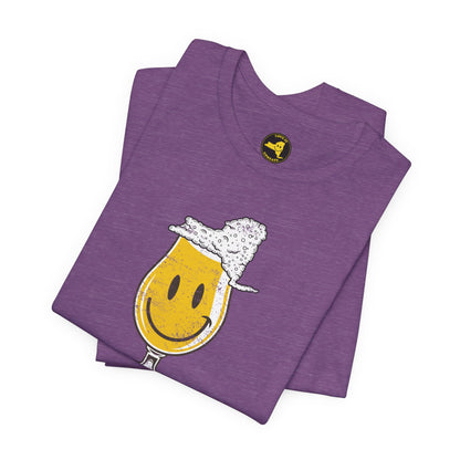'Upstate & Swill' Beer Retro Hoppy Face Distressed Graphic Tee