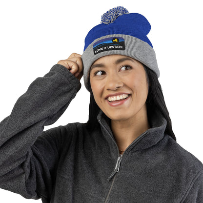 Love It Upstate Pom-Pom Knit Cap — Embroidered Winter Beanie