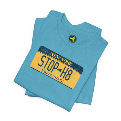 Vintage New York License Plate STOP HATE Tee