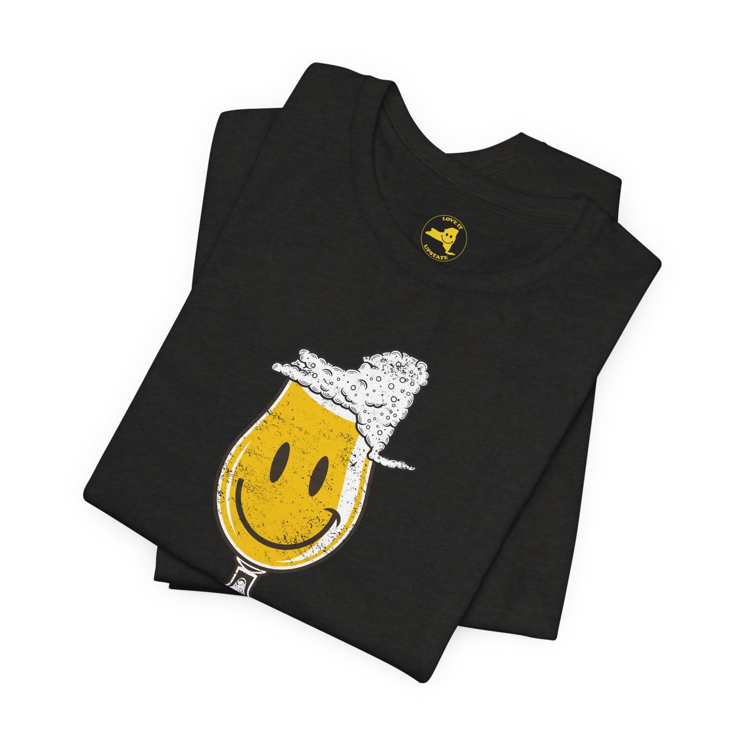 'Upstate & Swill' Beer Retro Hoppy Face Distressed Graphic Tee