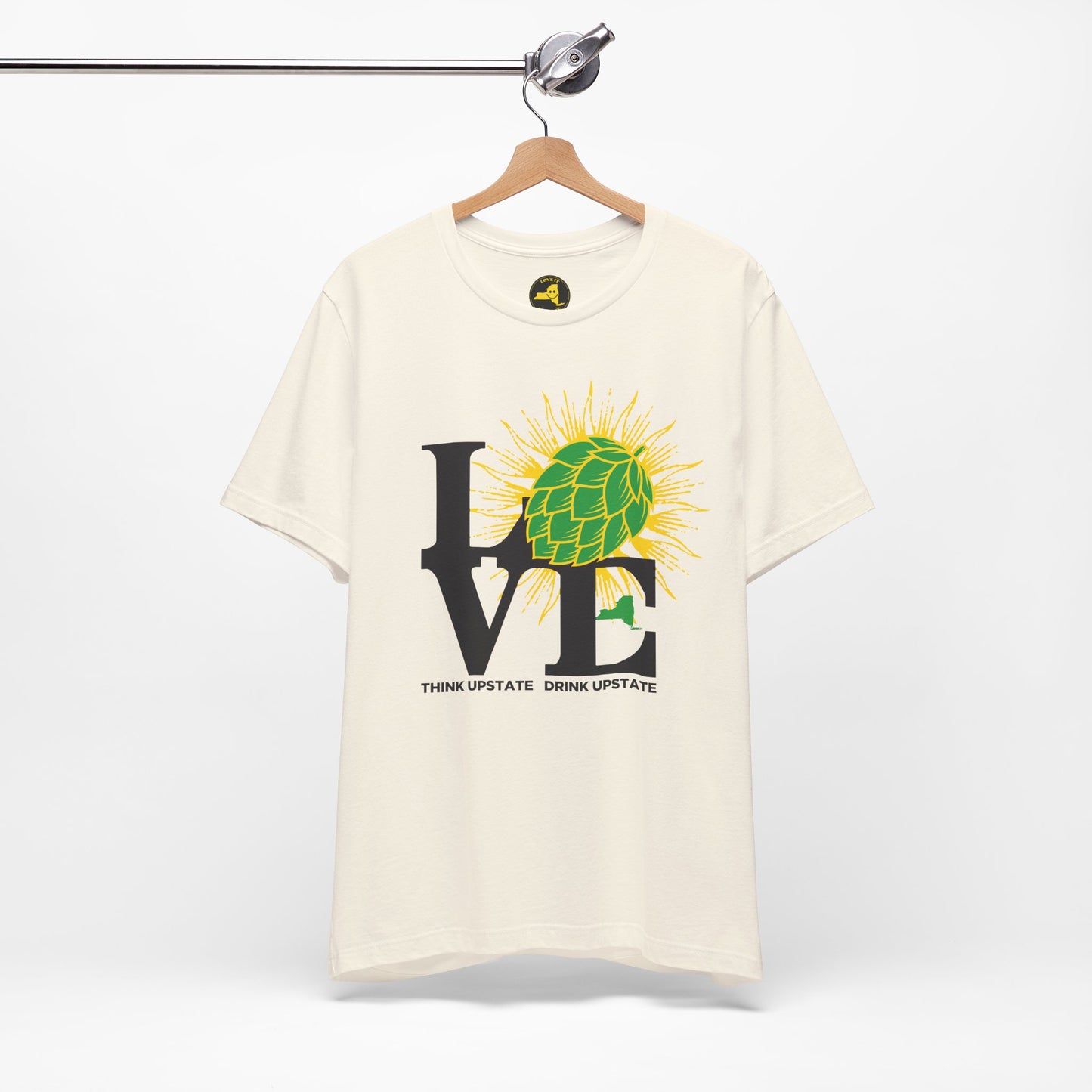 LOVE NY HOPS, Think Upstate Drink Upstate, Beer Lovers T-Shirt — Craft Beer