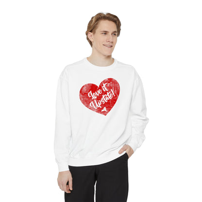 Love It Upstate Distressed Sweetheart Sweatshirt — Vintage Red Graphic Pullover
