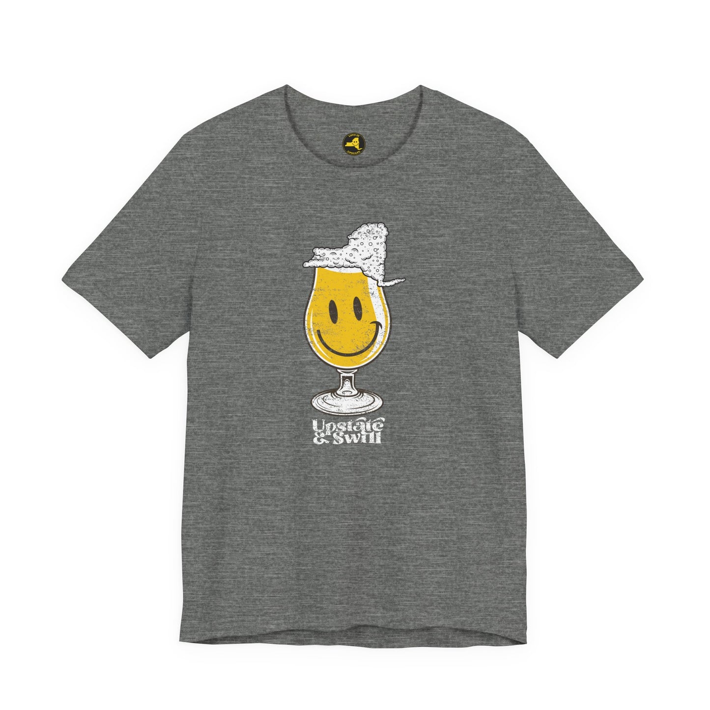 'Upstate & Swill' Beer Retro Hoppy Face Distressed Graphic Tee