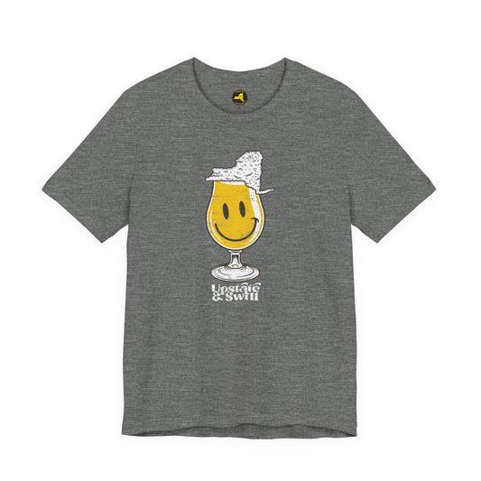 'Upstate & Swill' Beer Retro Hoppy Face Distressed Graphic Tee