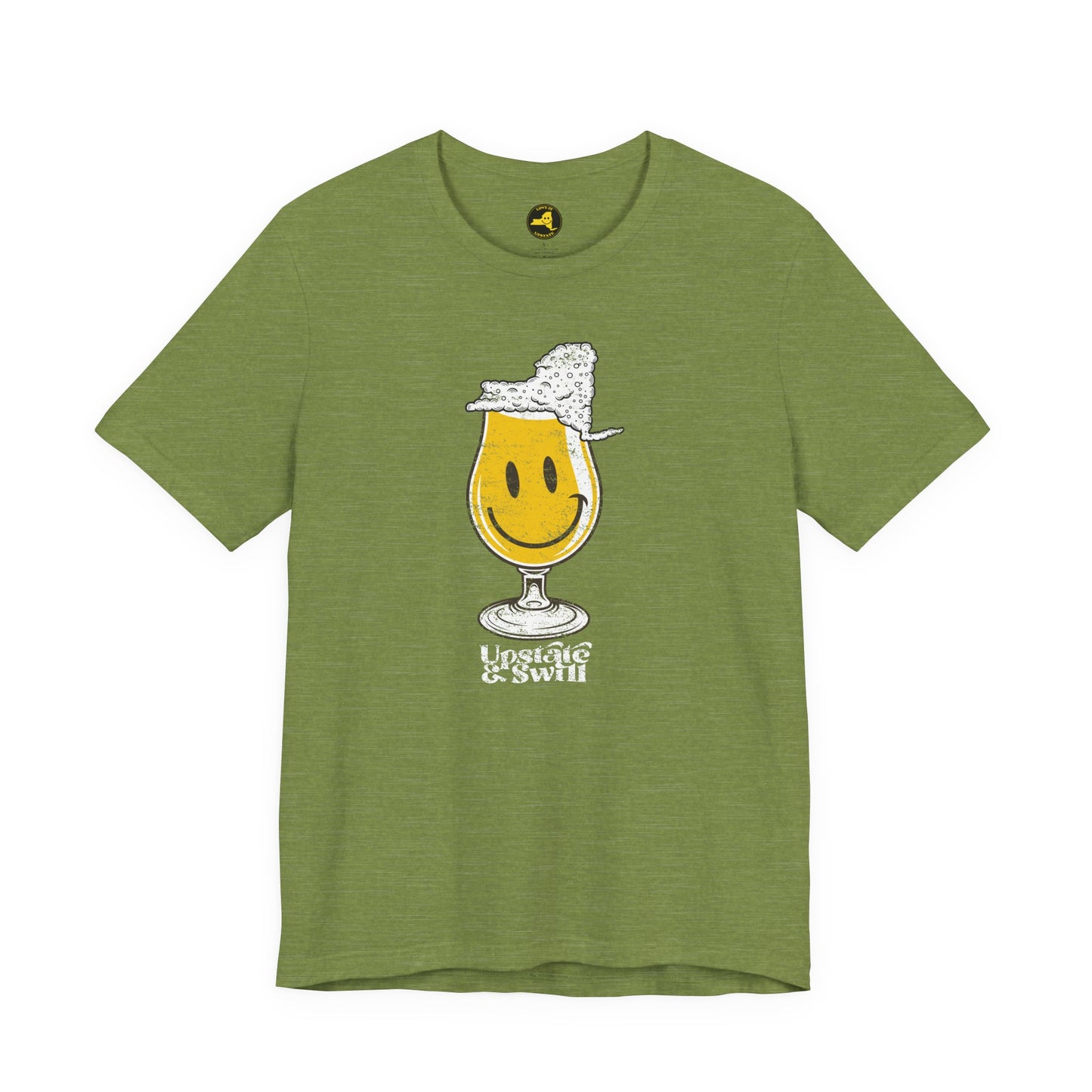 'Upstate & Swill' Beer Retro Hoppy Face Distressed Graphic Tee