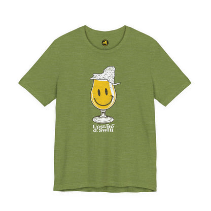 'Upstate & Swill' Beer Retro Hoppy Face Distressed Graphic Tee