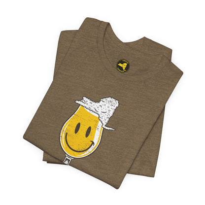 'Upstate & Swill' Beer Retro Hoppy Face Distressed Graphic Tee