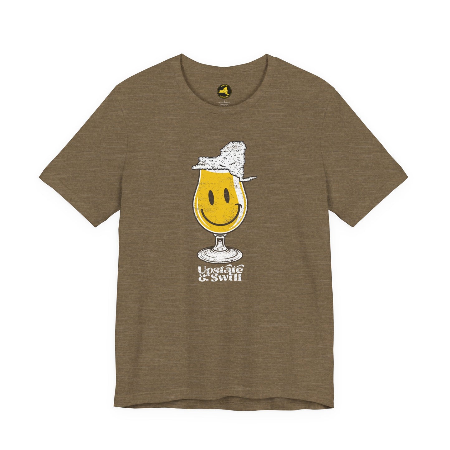 'Upstate & Swill' Beer Retro Hoppy Face Distressed Graphic Tee