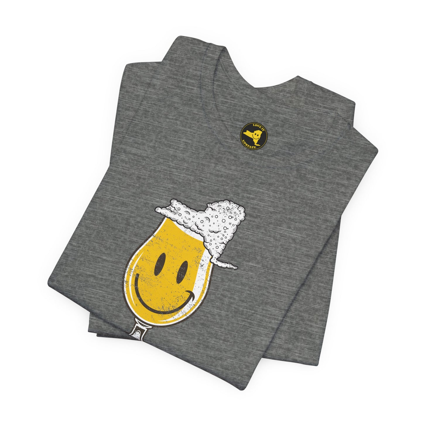 'Upstate & Swill' Beer Retro Hoppy Face Distressed Graphic Tee