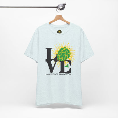 LOVE NY HOPS, Think Upstate Drink Upstate, Beer Lovers T-Shirt — Craft Beer