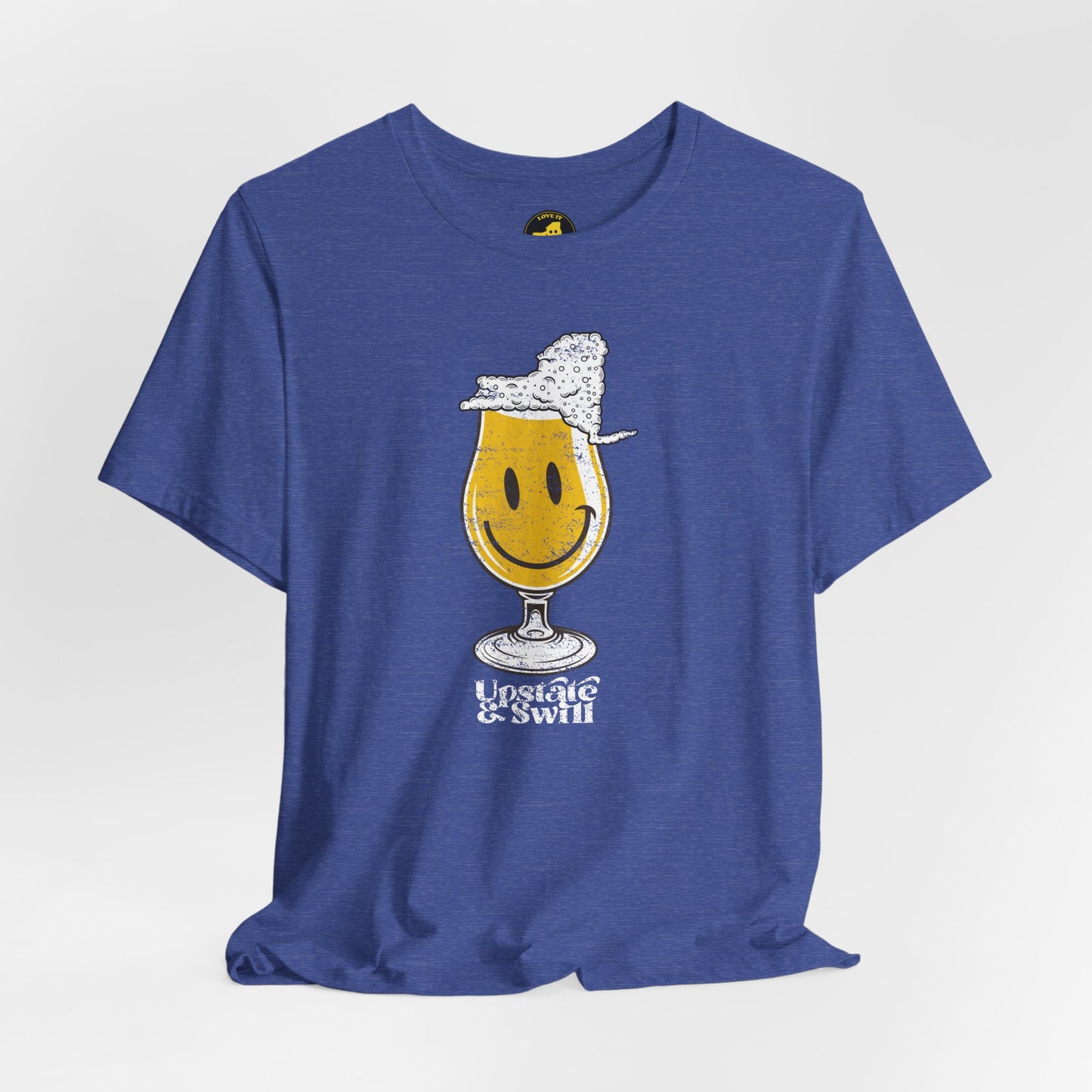 'Upstate & Swill' Beer Retro Hoppy Face Distressed Graphic Tee