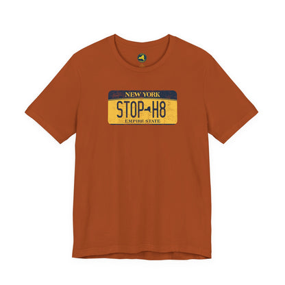 Vintage New York License Plate STOP HATE Tee