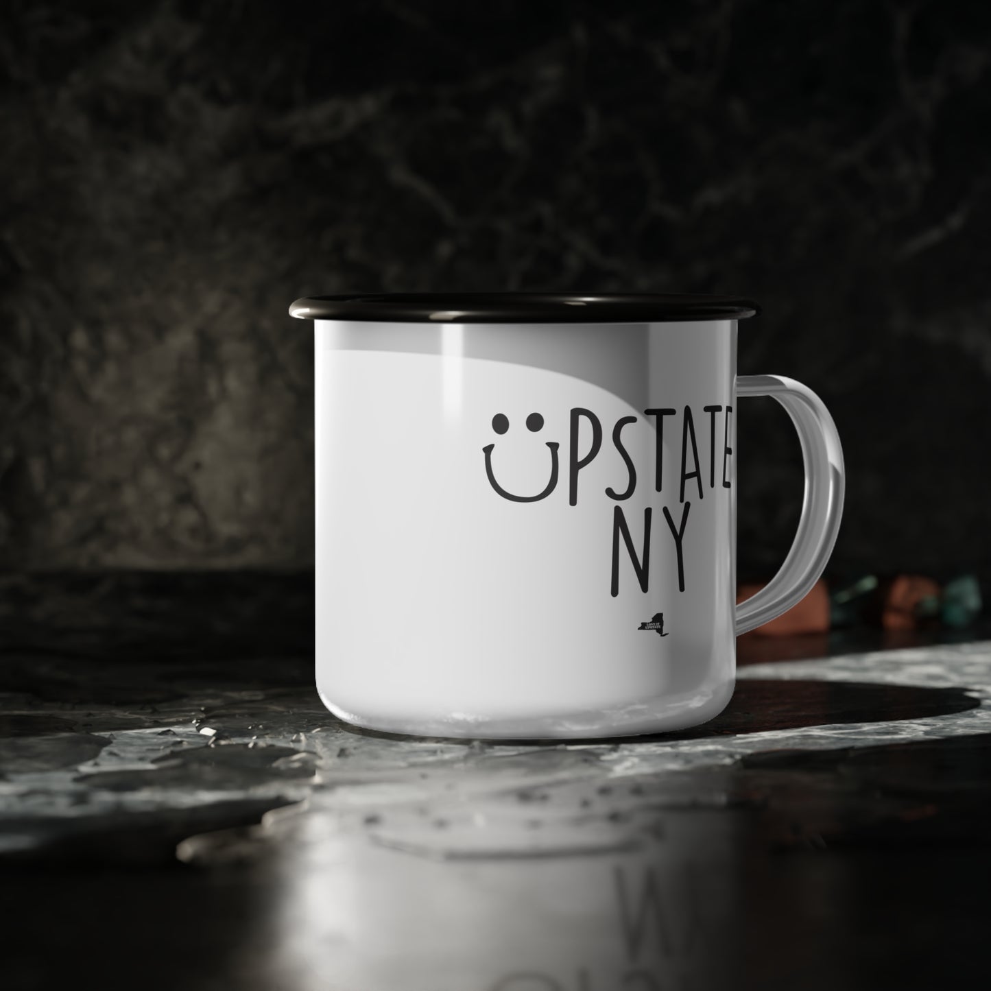 Smiley UPSTATE NY Enamel Camper Mug