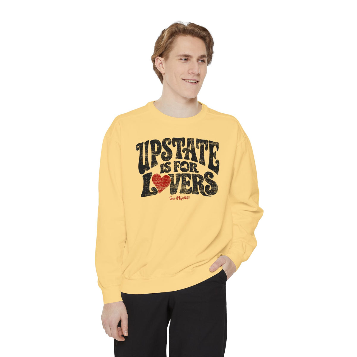 Upstate Is For Lovers Sweatshirt — Vintage Retro Heart Graphic